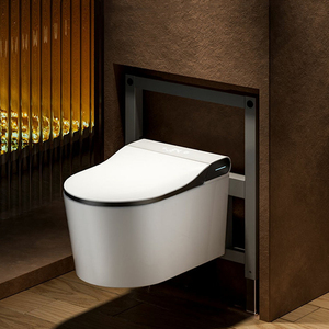 WC intelligent monobloc en céramique à fixation au sol avec réservoir encastré, bidet automatique et télécommande - Product Image 1