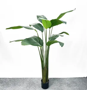 Planta de árbol artificial de 12 hojas, GS-BKTTN01-3 de altura, 180cm, fabricación de grandes aves del paraiso para decoración del hogar y jardín