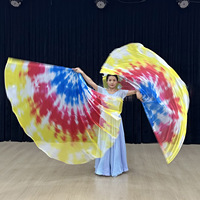 Drapeau de louange coloré pour spectacle de danse d'église, 190*140cm, demi-cercle, en soie multicolore avec bâtons robustes