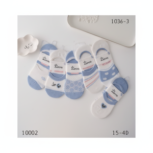 InvisiSocks Color-block traspirante in Nylon e seta alla caviglia con lettera del personaggio dei cartoni animati stampa estate primavera inverno - Product Image 1