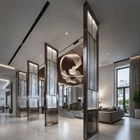 Paravents en acier inoxydable haut de gamme sur mesure, cloisons de séparation en verre de style chinois pour hôtel restaurant, salle privée