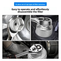 Jeu de clés de démontage de filtre à huile robustes 10 pièces CIHOO Outils automobiles professionnels en alliage d'aluminium haute résistance et acier au carbone