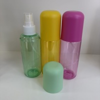Vente en gros de flacons pulvérisateurs en plastique PET de 120 ml, forme ronde, couleur personnalisée, design capsule, pour parfum et shampoing