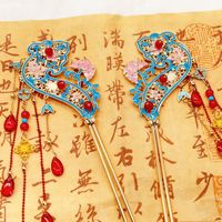 Épingles à cheveux creuses style ancien RUYI, en alliage métallique, pour chignon, bâtons à cheveux en U, nouveau style chinois, fourchettes à cheveux à pampilles