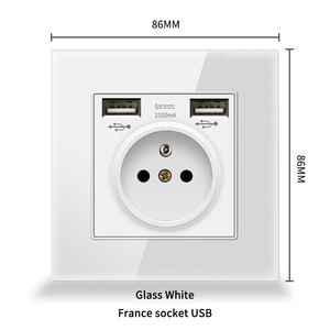 ปลั๊กไฟฝรั่งเศสแบบมีพอร์ต USB 5V 2100mA สีขาว ขนาด 86 มม. สไตล์มินิมอล รองรับ Wi-Fi กระจกนิรภัย ควบคุมผ่านแอป Smart Life - Product Image 3