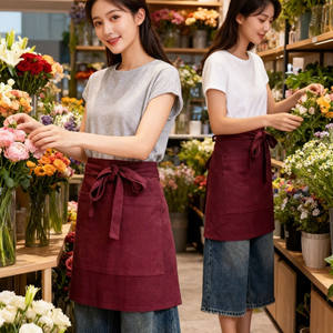 Delantal Corto Más Vendido, Delantal de <span class=keywords><strong>Lino</strong></span> Personalizado con Bolsillos Grandes, Delantal de Trabajo para Servicios de Catering y Camareros - Product Image 1