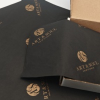 Papier de soie écologique noir sans odeur, logo doré imprimé, personnalisé, emballage de vêtements, emballage cadeau, vente en gros