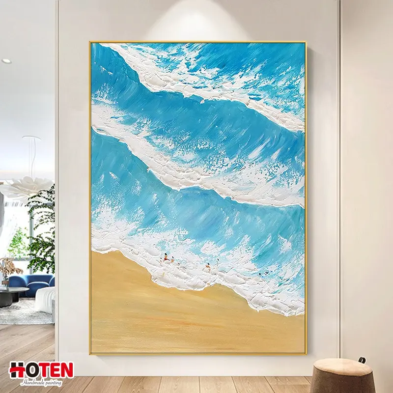 Seni Tebal Gelombang Laut Seniman Sederhana 100% Lukisan Tangan Dekorasi Rumah Kualitas Tinggi Lukisan Minyak Abstrak Modern