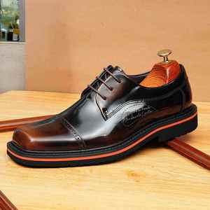 Chaussures habillées classiques de luxe en cuir véritable italien pour hommes, en cuir de vachette, pour mariage - Product Image 6