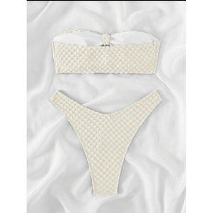 2025 Новый однотонный комплект бикини из двух частей сексуальный купальник текстурная Ткань Бикини - Product Image 6