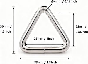 BIKICOCO Metal Triangle Ring Buckle Connectors Round Edge Webbing Bag Clasp <b>Handbag</b> Strap Making Hardware <b>Silver</b> Pack Of - Product Image 2