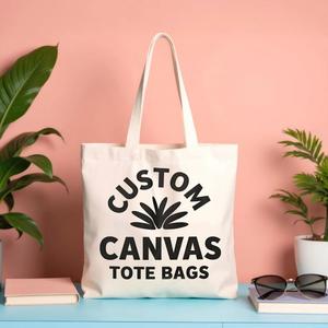 Sacs fourre-tout personnalisés imprimés avec logo, texte, photo, en toile de coton naturel durable, réutilisables, pour promotion commerciale ou <span class=keywords><strong>cadeau</strong></span> - Product Image 1