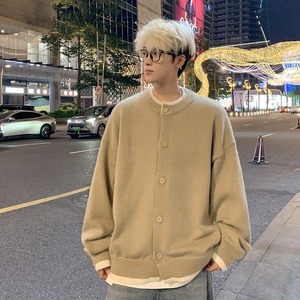 Cárdigan de punto con cuello redondo, moderno, a <span class=keywords><strong>la</strong></span> moda y de estilo informal. Suéter Holgado y Versátil para Parejas, Ideal para Otoño e Invierno - Product Image 2