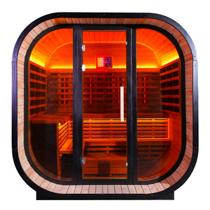 Sauna Eléctrica de Infrarrojos Lejanos, Ecológica, de Cedro Rojo y Hemlock, para 4-6 Personas, Diseño Moderno, Techo Impermeable - Product Image 1