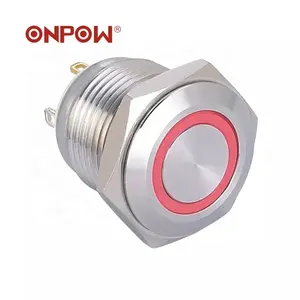 ONPOW 16mm 1NO momentary push button switch with circle illuminated push on switch