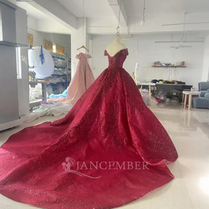 Jancember ANY45 elegante Rojo fuera del hombro fiesta de Noche vestidos de quinceañera para mujer - Product Image 3