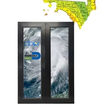 NOA Miami-Dade Hurricane Approved High Quality Impact Aluminium Double doors and windows