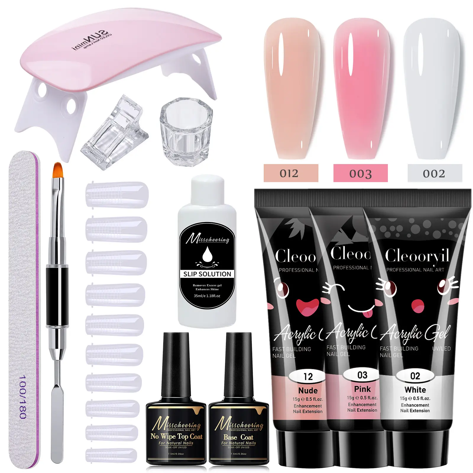 12 pçs/set unha extensão gel conjunto 6w uv lâmpada led escova estender molde completo manicure 15ml extensão rápida verniz gel base/top casaco