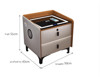 Mesita de noche de madera con carga inteligente inalámbrica moderna con luces LED para dormitorio y sala de estar, muebles de almacenamiento para comedor