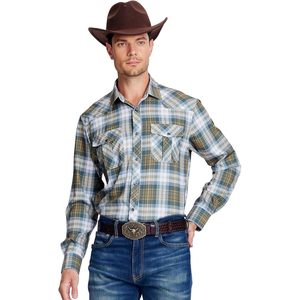 เสื้อเชิ้ตผู้ชายลายสก็อตแขนยาวสไตล์ลำลองแบบตะวันตก - Product Image 2