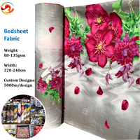 Vente en gros de tissus de literie 100% polyester microfibre imprimés de grandes fleurs avec des prix bon marché