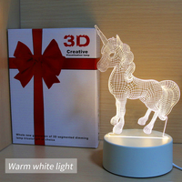 Veilleuse 3D OEM Moderne Cadeau Décoratif Enfants Illusion Optique Lampes Noël Chambre LED Veilleuse Acrylique