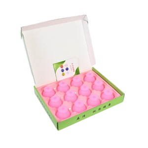 Juego de ventosas de silicona Zhu Haokang, 12 ventosas, color rosa, terapia de presión negativa para el hogar, con raspado y absorción de humedad - Product Image 1