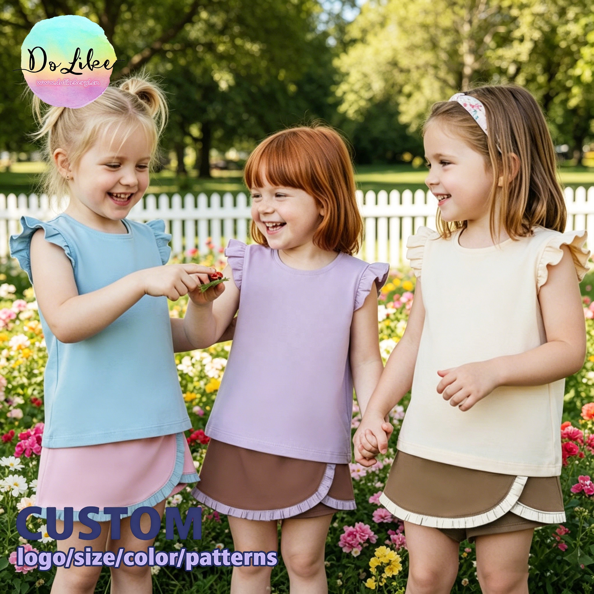Certified Round-neck Sleeveless Top Yoga Skirt-pants Solid-color Children's Summer Sets Kids' Yoga Sets