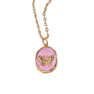 Splendida collana ciondolo farfalla rosa collana fragola per le donne rosso charm oro cuore collana regina di cuori - Product Image 6