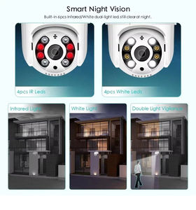 Kamera pengawas nirkabel, kamera kubah 360 derajat 2mp 1080p Wifi luar ruangan, pelacak gerakan malam warna - Product Image 6