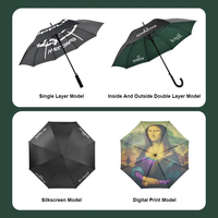 Parapluie publicitaire promotionnel robuste et résistant au vent, avec tige en fibre de verre, ouverture automatique, 23 pouces, logo personnalisable, parapluie droit