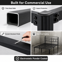 Cadre de lit en métal robuste à montage sans outil avec chargement USB, lumière d'ambiance et rangement sous le lit pour appartement, gain de place