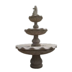 <span class=keywords><strong>Fontaine</strong></span> extérieure à trois niveaux <span class=keywords><strong>en</strong></span> marbre blanc avec <span class=keywords><strong>bassin</strong></span> <span class=keywords><strong>en</strong></span> <span class=keywords><strong>pierre</strong></span> sculptée à la main, design moderne, durable et facile à nettoyer - Product Image 2
