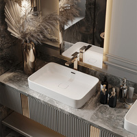 Armoire de toilette murale de style japonais de 48 pouces pour salles de bains, lavabos doubles