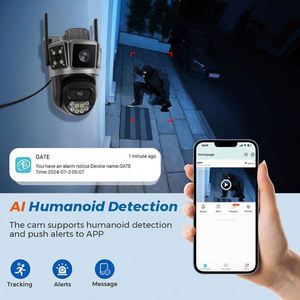 Cámara de Seguridad para Exteriores con Alarma Sonora, <span class=keywords><strong>Icsee</strong></span> 6MP, Lente Dual, Visión Nocturna, Detección de Movimiento, IP CCTV, WIFI, PTZ - Product Image 5
