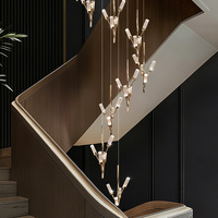 Escalier Lustre Villa Branche D'arbre Design Hall Haut Plafond De Luxe Pendentif Lampe Cristal Escalier En Spirale Suspension Lampe Éclairage