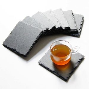 Custom Black <b>Coasters</b> Bulk Square Slate Stone Cup <b>Coaster</b> for <b>Drink</b> Bar Kitchen Wholesale - Product Image 5