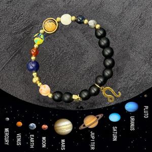 Bracelets personnalisés en pierres naturelles du zodiaque pour couples, bijoux faits à la main avec perles des 12 constellations, cadeau - Product Image 3