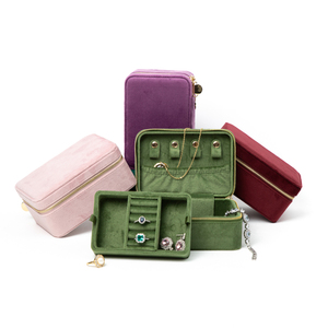 Zebo Portable Velvet Jewelry Box with Zipper Travel <b>Storage</b> Case for <b>Rings</b> Earrings Necklaces Custom Logo Available - Product Image 2