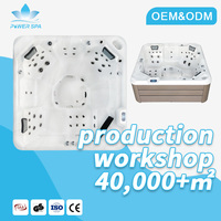 Jacuzzi Exterior de Lujo para 6 Personas, Bañera de Hidromasaje Acrílica con 34 Jets, Moderna Bañera de Hidromasaje para Exteriores