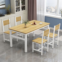 Ensemble complet de table à manger et 4 chaises meubles en bois restaurant hôtel cuisine café jardin