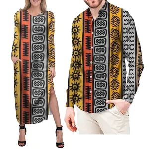 アフリカのワックス生地スカート男性と女性のドレスシャツセットカップル服カスタムロゴMOQファッションレディースマタニティドレスなし