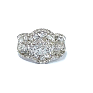 Fournisseur de bijoux fins de haute qualité 18k, or blanc massif, vrai diamant large, bagues de mariage pour femme - Product Image 1