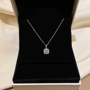New Korean-style Delicate <b>Copper</b> <b>Chain</b> Micro-set Square Zirconia Minimalist Versatile Elegant Silver Women's Necklace X447 Korea - Product Image 3