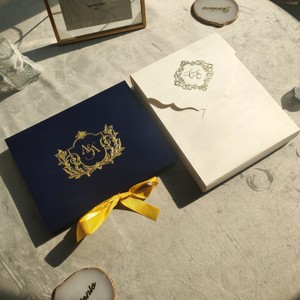 Carte d'invitation <span class=keywords><strong>de</strong></span> mariage en velours bleu foncé <span class=keywords><strong>de</strong></span> qualité supérieure, carte en acrylique dorée <span class=keywords><strong>miroir</strong></span>, invitation <span class=keywords><strong>de</strong></span> mariage en boîte <span class=keywords><strong>de</strong></span> luxe avec cartes RSVP - Product Image 4