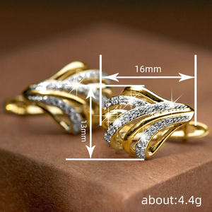 E4347 Orecchini in oro con diamanti da donna, lussuosi, per matrimonio, taglio rotondo brillante, colore G naturale, gioielli raffinati - Product Image 6