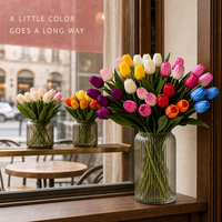 Nouvelles Tulipes en Soie Moulées par Injection à 9 Têtes pour Décoration d'Allée de Mariage, Bouquet de Fête, Composition Florale Maison, Fleur Faite à la Main