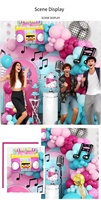 Ensemble d'arche de ballons sur le thème de la discothèque, radio disco hip-hop, guitare, ballons, arc-en-ciel, roller