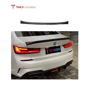 TAKD Estilo Quente Real Seco De Fibra De Carbono Spoiler Traseiro Asa spoiler tronco universal para carros Para BMW Série 3 G20 2019-UP