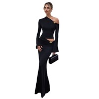 Damen Asymmetrisches Schulterfreies Maxikleid mit Ausgeschnittenen Ärmeln und Taillenausschnitt, Abendkleid für Gala-Veranstaltungen, OEM ODM Maßanfertigung